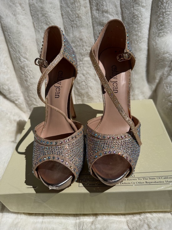 Cathy Jean Shoes - Size 8 Cathy Jean Rose Gold Crystal Platform Heels